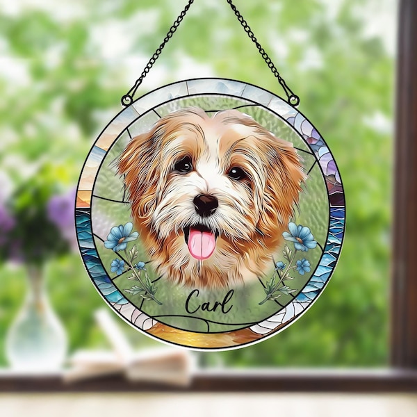 Custom Dog Portrait Suncatcher, Cat Portrait Suncatcher, Pet Memorial Acrylic Photo Suncatcher, Dog Memorial Gift, Dog Loss, Christmas gift