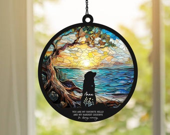 Personalized Loss Of Dogs Sympathy Gift, Personalized Dog Memorial Suncatcher, Loss of Dog, Dog Sympathy Gift, Handmade Name Dog Remembrance