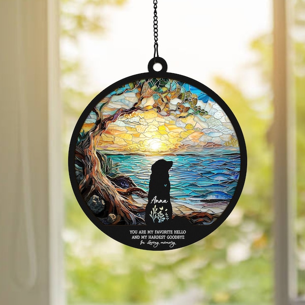 Regalo personalizado de condolencia por la pérdida de un perro, atrapasol personalizado conmemorativo para perros, pérdida de perro, regalo de condolencia por perro, recuerdo de perro hecho a mano con nombre