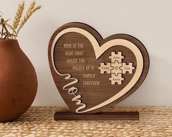 Custom Wooden Heart Puzzle Sign, Mom Puzzle Sign, Gift From Daughter, Mothers Day Puzzle, Mother's Day Gift, Gift For Mom