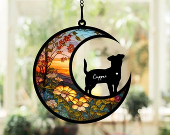 Personalized Dog Memorial Suncatcher Ornament, Custom Dog Suncatcher With Name And Date, Dog Memorial Gift, Puppy Loss Gift,In Loving Memory