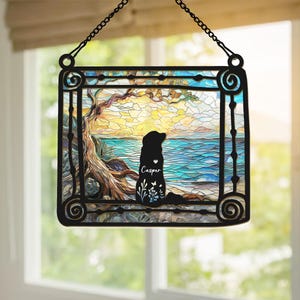 Personalized Dog Memorial Suncatcher Full Frame, Custom Dog Breed Suncatcher With Name, Dog Lovers Gift,  Dog Memorial Gift, Dog Loss Gift