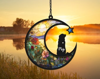 Custom Dog Suncatcher With Name And Date, Personalized Couple Dog Memorial Suncatcher, Dog Memorial Gift, Puppy Loss Gift,In Loving Memory
