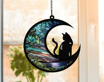 Personalized Memorial Gift For Cat Lovers, Cat Loss Gift, Loss of Pet Sympathy Gift, Pet Memorial Suncatcher, Handcrafted Suncatchers