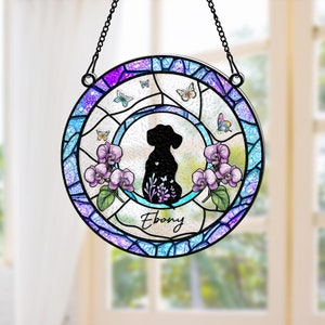 Custom Dog Breed With Name Suncatcher, Personalized Dog Memorial Suncatcher, Dog Memorial Gift, Puppy Loss Gift,In Loving Memory