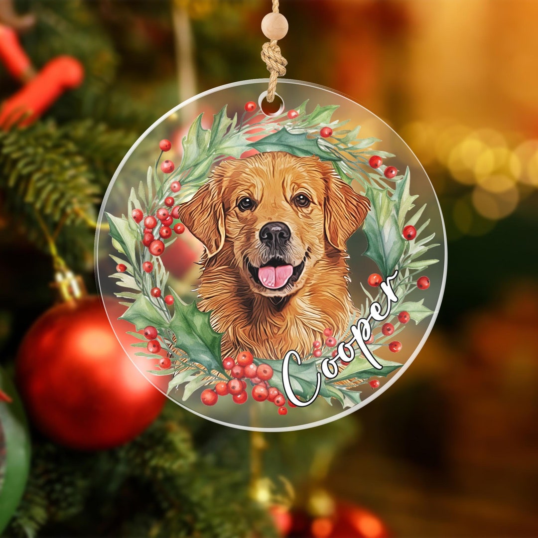 Custom Christmas Dog Portrait Ornament, Christmas Pet Portrait Ornament ...