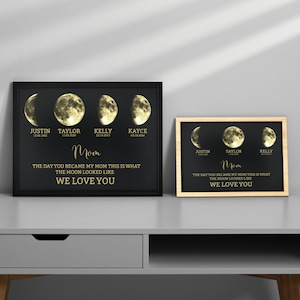 Custom Moon Phase Frame, Personalized Moon Phase Frame, Mother’s Day Gift, Father&#39;s Day Gift, The Day You Were Born Gift, Gift for Mom, Dad