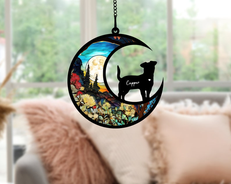 Personalized Dog Memorial Suncatcher Ornament, Custom Dog Suncatcher With Name And Date, Dog Memorial Gift, Puppy Loss Gift,In Loving Memory image 6