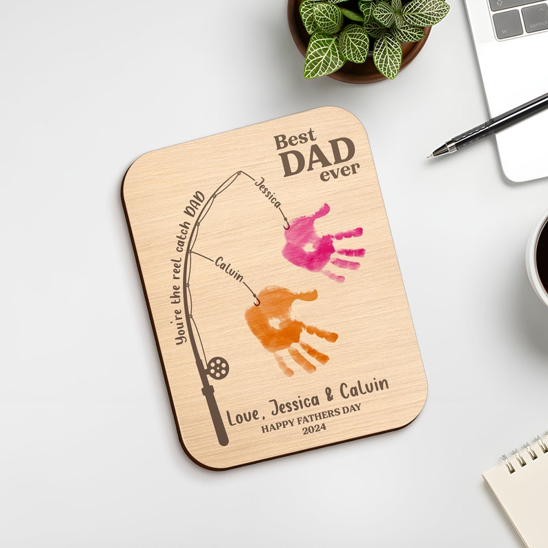 Personalized Fishing Handprint Frame Sign, DIY Handprint Sign, Father's ...
