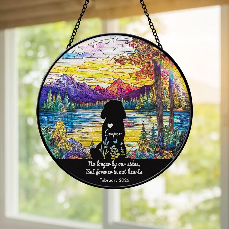Personalized Dog Memorial Stained Glass Suncatcher, Loss of Dog ...