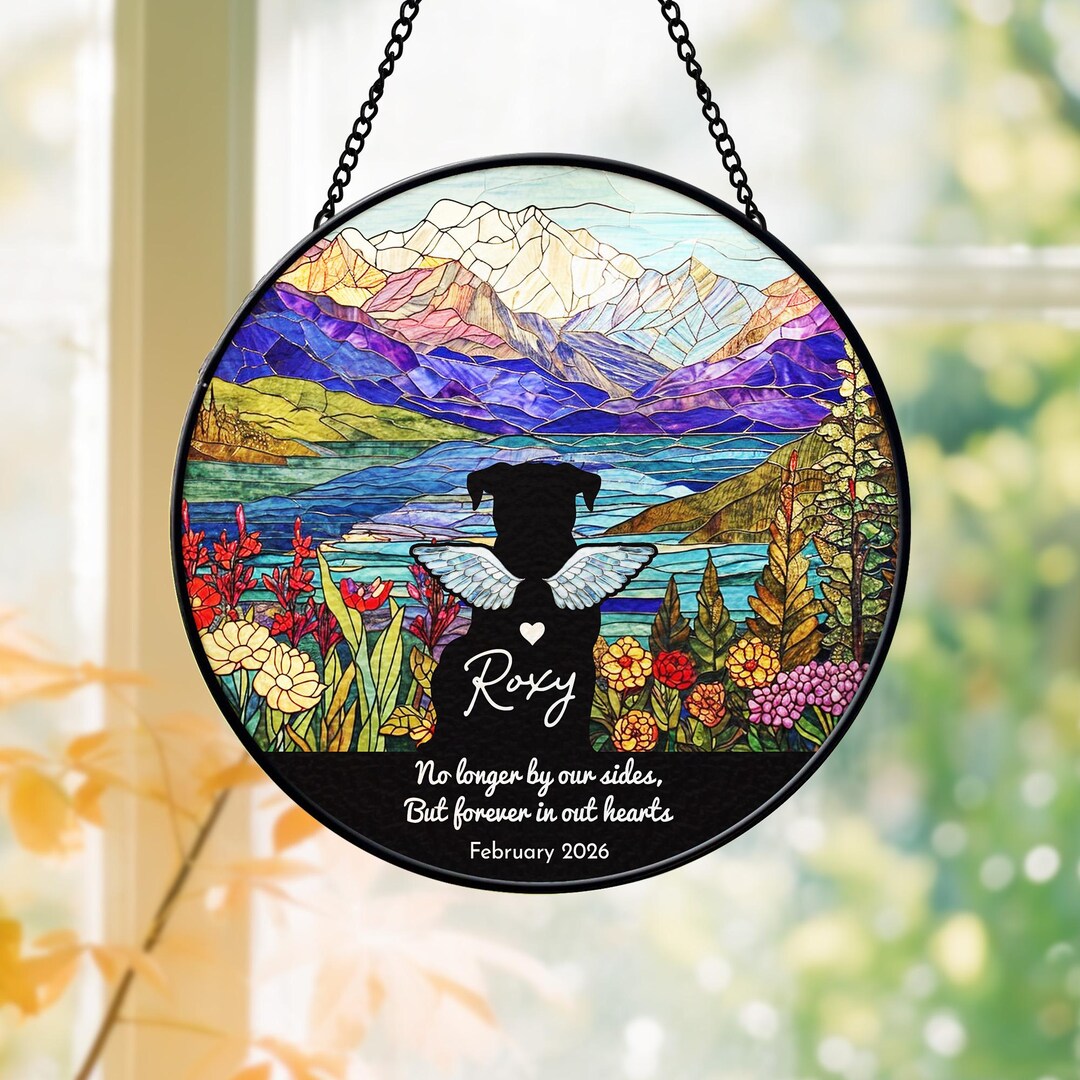 Personalized Dog Memorial Stained Glass Suncatcher, Custom Pet Loss ...