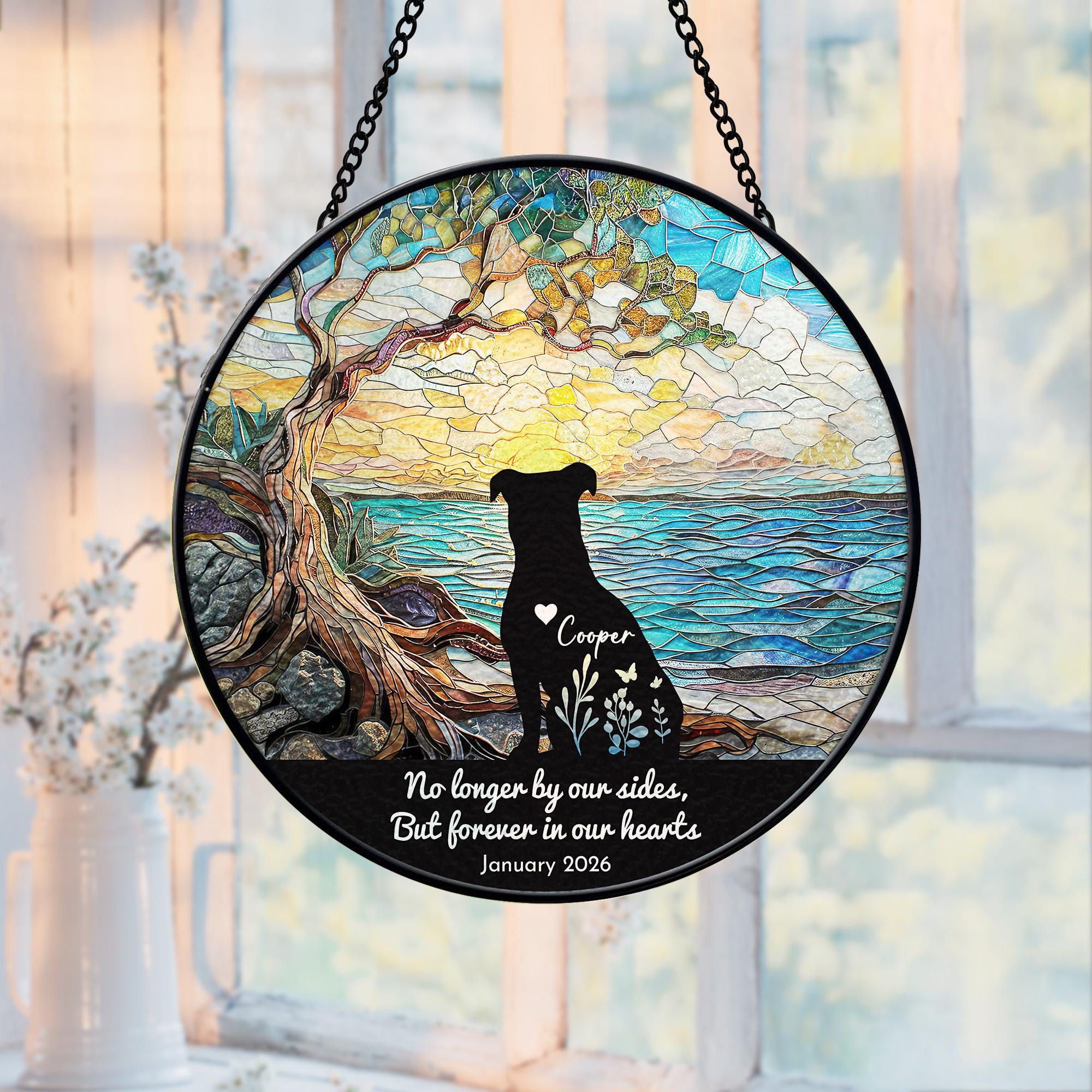 Personalized Dog Memorial Stained Glass Suncatcher, Loss of Dog ...