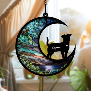 Personalized Dog Memorial Suncatcher Ornament, Custom Dog Suncatcher With Name And Date, Dog Memorial Gift, Puppy Loss Gift,In Loving Memory image 5