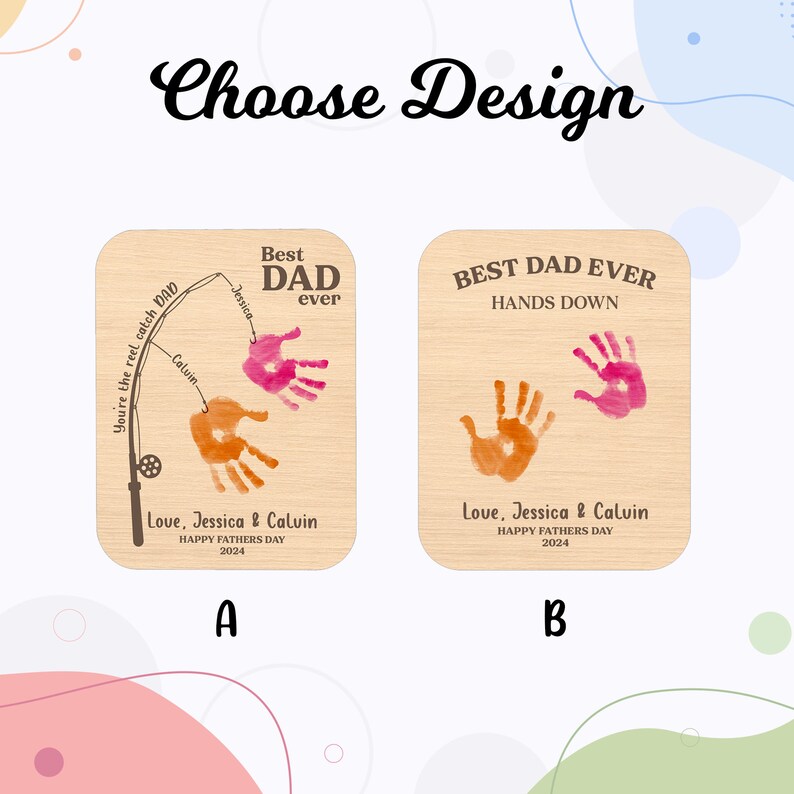 Personalized Fishing Handprint Frame Sign, DIY Handprint Sign, Father's ...