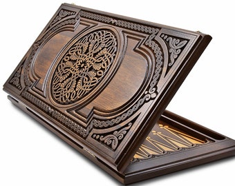 Armenian Backgammon set - Big size wooden backgammon -  BACKGAMMON Personalized Board Game - Handmade backgammon - Carved backgammon set