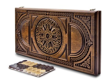 Wooden Backgammon set - Big size wooden backgammon -Armenian BACKGAMMON -Personalized Board Game -Handmade backgammon- Carved backgammon set