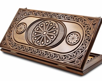 Armenian Backgammon set - Big size wooden backgammon -  BACKGAMMON Personalized Board Game - Handmade backgammon - Carved backgammon set