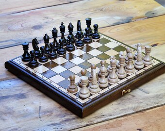 Luxury Wooden Chess handmade Wooden chess set Chess board Personalized Board Game Armenian Chess Wood game Carved  many size Express shippin