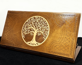Backgammon Tree of Life  - BACKGAMMON set - BACKGAMMON Personalized Board Game -Handmade backgammon - Carved Tree of life  backgammon