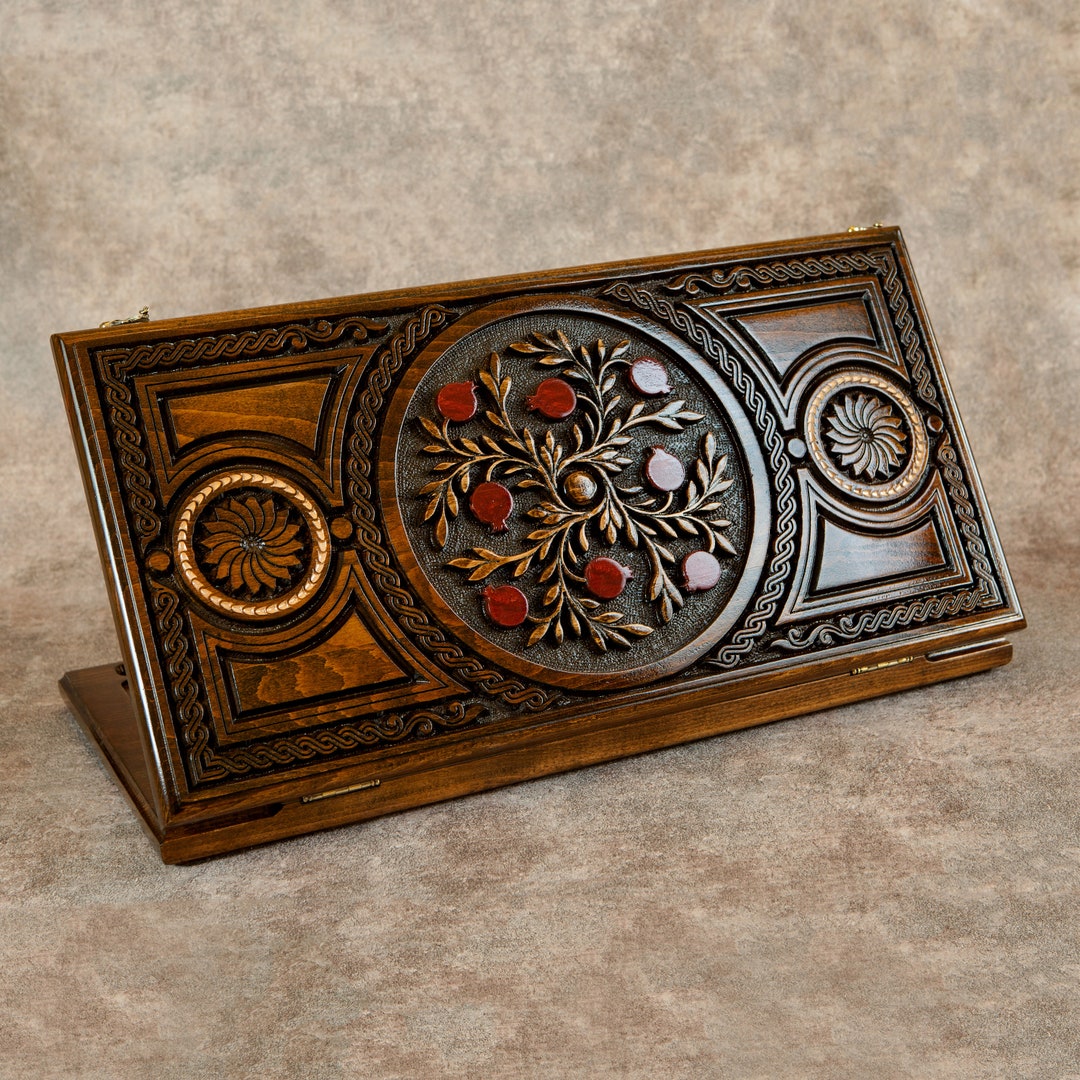 Backgammon Pomegranate BACKGAMMON Set BACKGAMMON Personalized Board