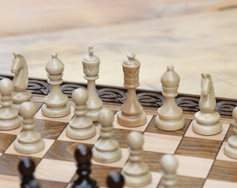 Chess figures pieces for Luxury Wooden handmade chess board Walnut Wooden carved sets many size have Express shipping gift for him handmade