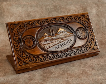 Backgammon ARARAT - BACKGAMMON set - BACKGAMMON Personalized Board Game -Handmade backgammon -Carved Ararat mountain backgammon