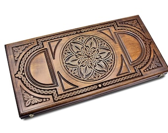 Wooden Backgammon set - Big size wooden backgammon -Armenian BACKGAMMON -Personalized Board Game -Handmade backgammon- Carved backgammon set