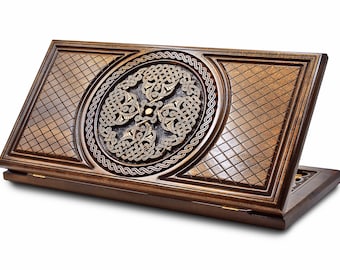 Armenian Backgammon set - wooden backgammon - Classic size BACKGAMMON- Personalized Board Game - Handmade backgammon - Carved backgammon set