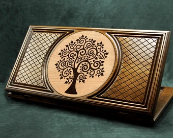 Tree of life Backgammon set Wooden Board Game Wood backgammon handmade family tree chess and backgammon  EXPRESS SHIPPING Many size