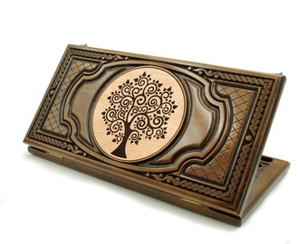 Backgammon set Tree of life Wooden Board Game Wood backgammon handmade backgammon and chess EXPRESS SHIPPING Many size