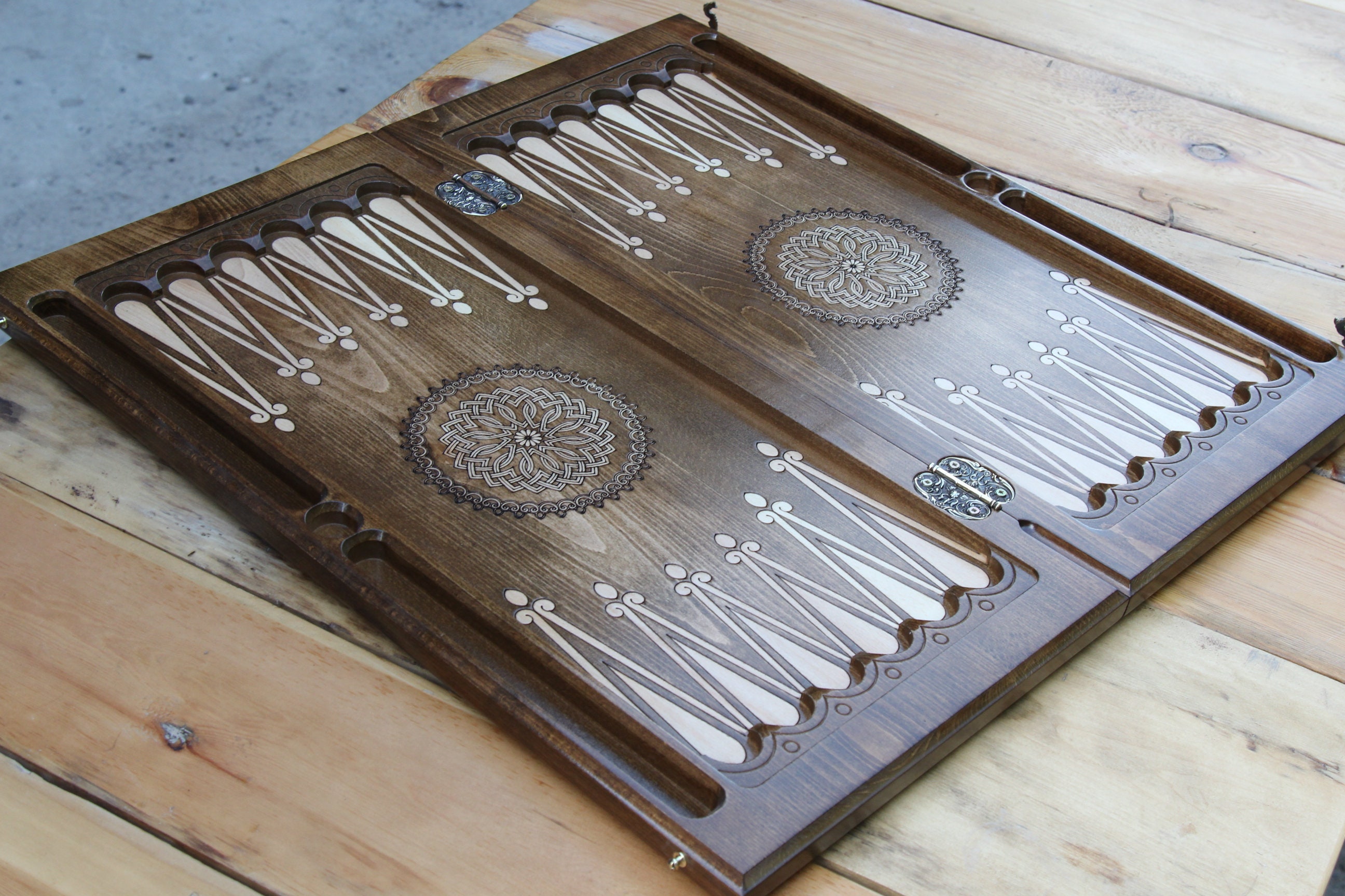Backgammon Set Carved Wooden Luxury Board Game Wood Armenian Coat of ...