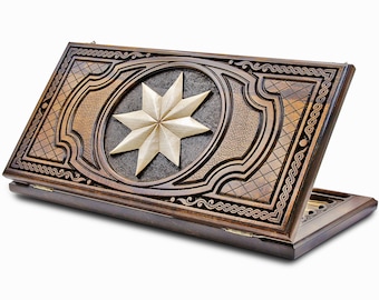 Armenian Backgammon set - wooden backgammon - Classic size BACKGAMMON- Personalized Board Game - Handmade backgammon - Carved backgammon set