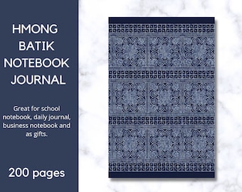 Hmong Gift, Hmong Art Batik Design, Hmong Fabric Design Matte 5x8 Small Journal Notebook, 200 Line Pages