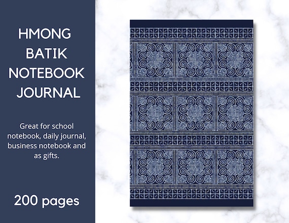 Hmong Gift, Hmong Art Batik Design, Hmong Fabric Design Matte 5x8 Small Journal Notebook, 200 Line Pages