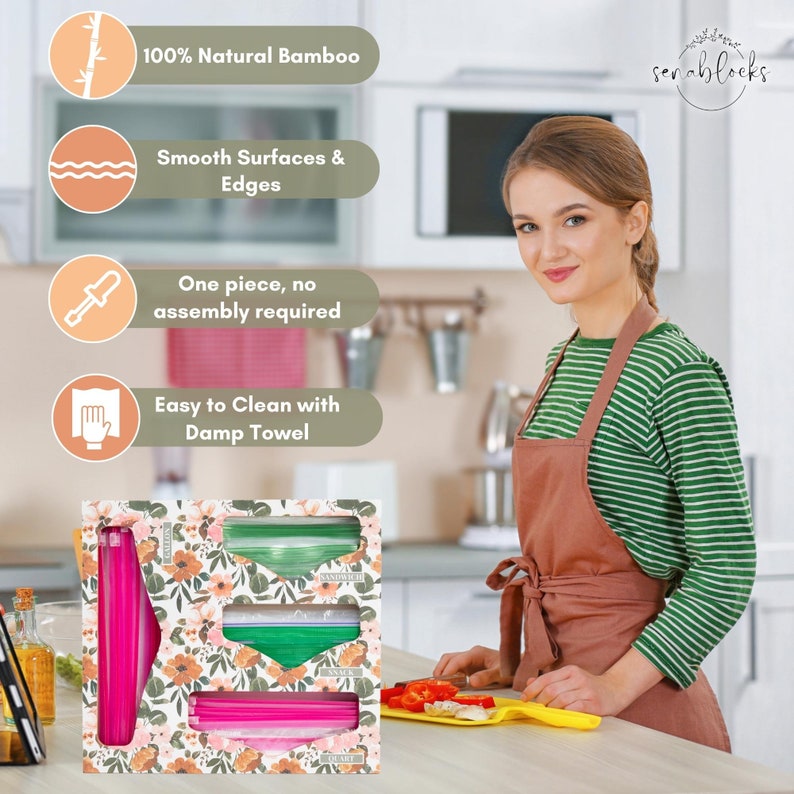 Storage Bag Organizer Made in Bamboo Sandwich Bag Organizer Etsy