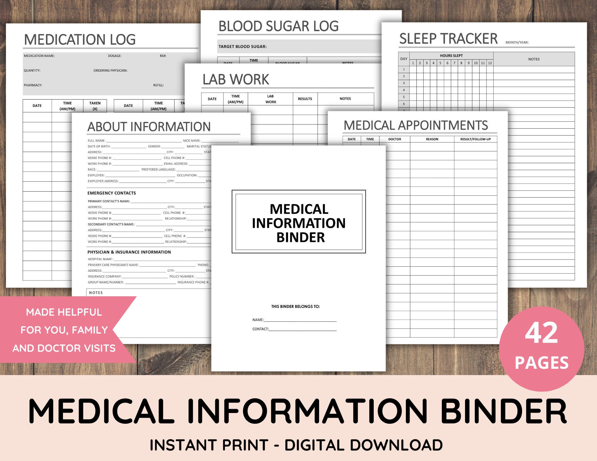 Medical Binder Printable Medical Information Binder Etsy