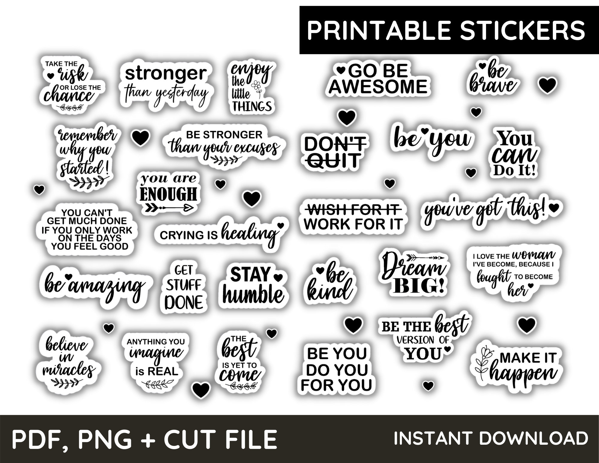 Mini Planner Stickers, Motivational Stickers, Decorative Planner Stickers,  Mini Stickers 