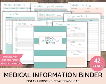 Medical Binder Printable | Medical Communication Log | Medical Information Printable | Medical Binder Cover | Medical Planner