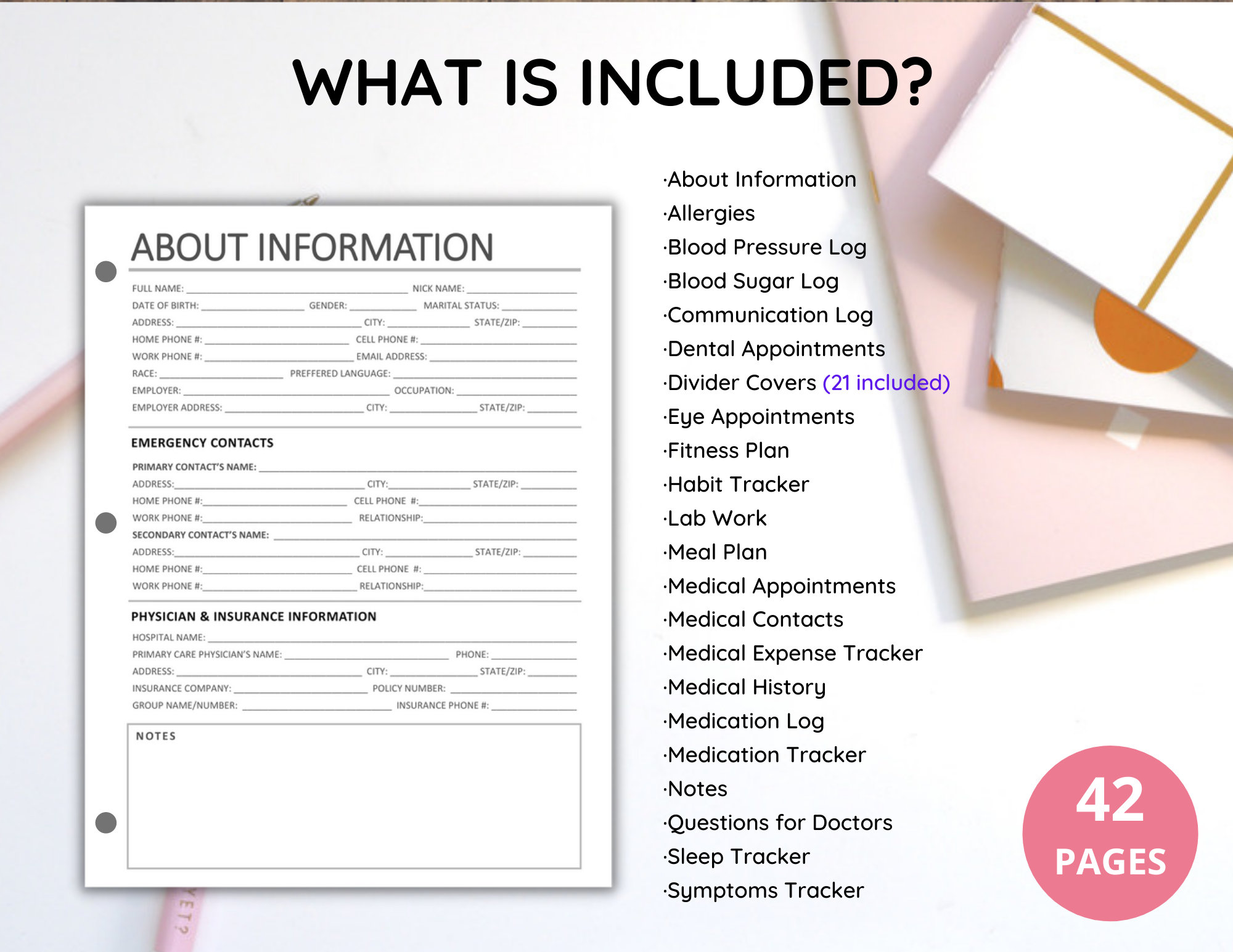 Medical Binder Printable Medical Information Binder Etsy