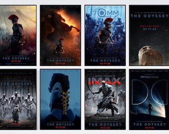 Kolekcja plakatów filmowych Odyseja Christopher Nolan Matt Damon Zendaya Odyseusz