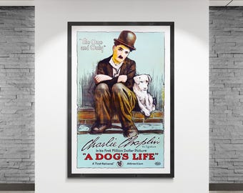 犬の人生 (1918) チャーリー・チャップリン映画ポスター復刻版 約18x12