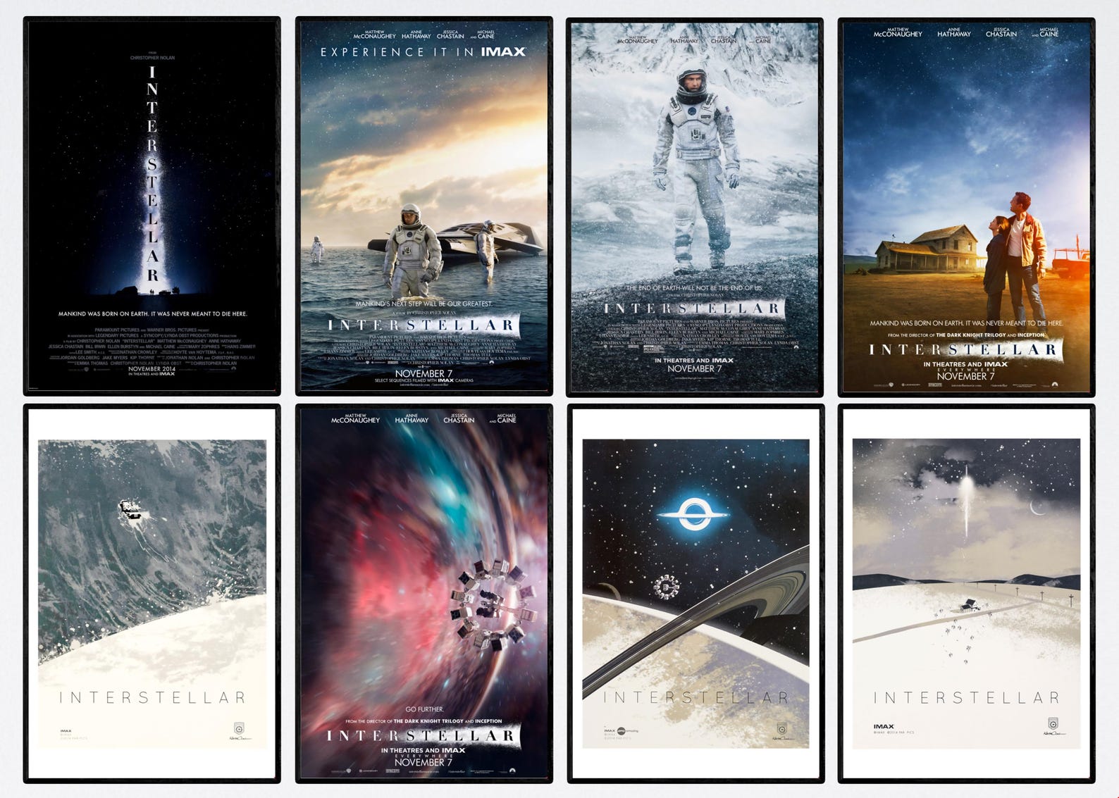 Interstellar Movie Poster Collection Matthew Mcconaughey Christopher ...