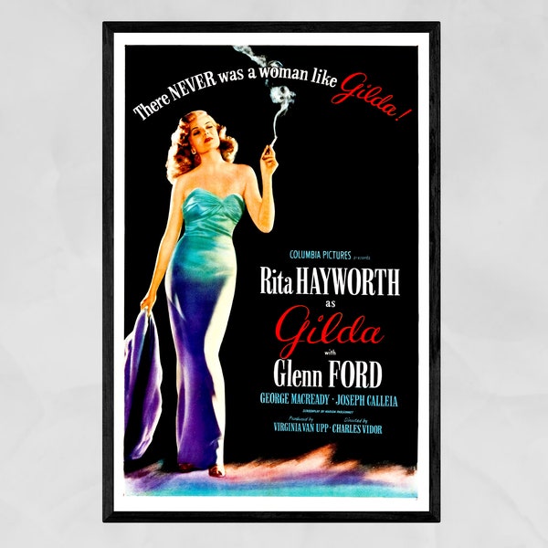 Gilda (1946) Classic Movie Poster Rita Hayworth Glenn Ford Vintage Movie Art