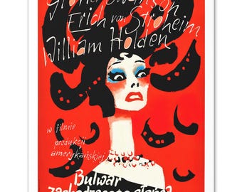 Sunset Boulevard (1950) Polish Movie Poster William Holden Gloria