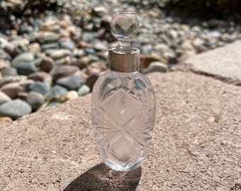 Vintage Cut Glass & Sterling Silver Perfume Bottle | Collectable Perfume Bottle | Vintage Perfume Bottle with Stopper