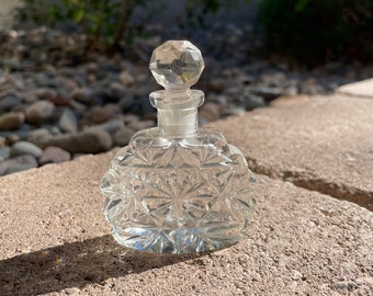Vintage Cut Glass Perfume Bottle with Stopper | Collectable Perfume Bottle