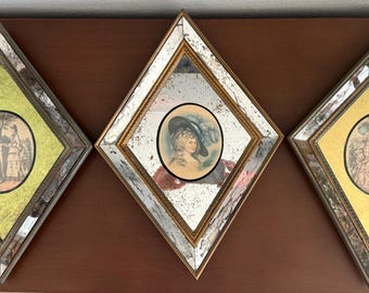 Antique Diamond Shaped Mirrored  Victorian Wall Decor: Duchess of Devonshire, La Mode Illustree