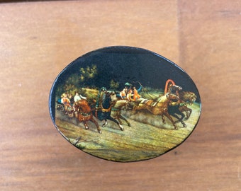 Vintage Trinket Box | Russian Lacquer Trinket Box | Vintage Russian Trinket Box