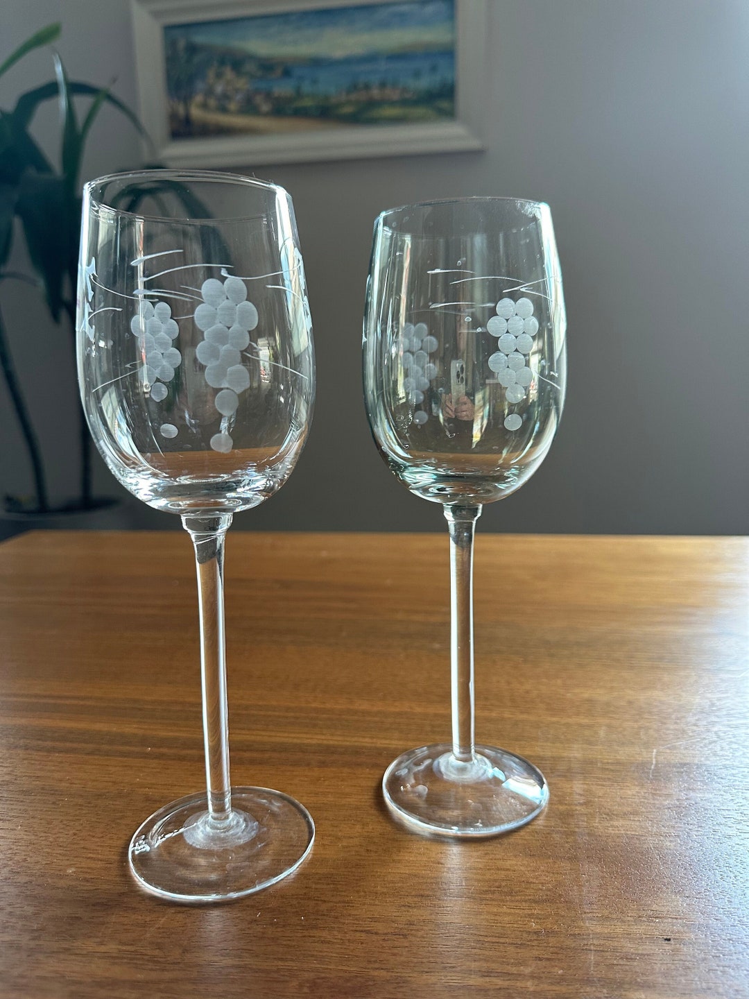 Hand Etched Wine Glasses Princess House Blown Glass Wine Etsy