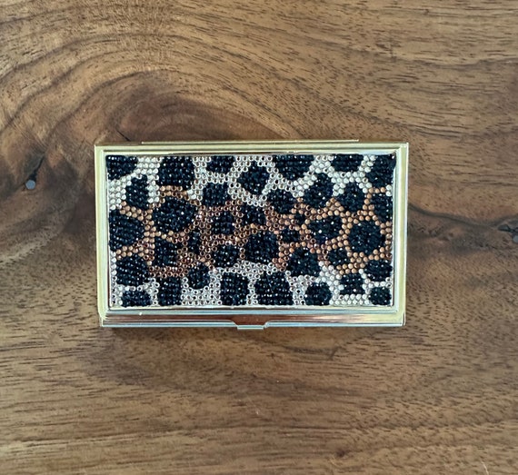 Judith Leiber Crystal Leopard Business Card Case - Etsy display picture 1